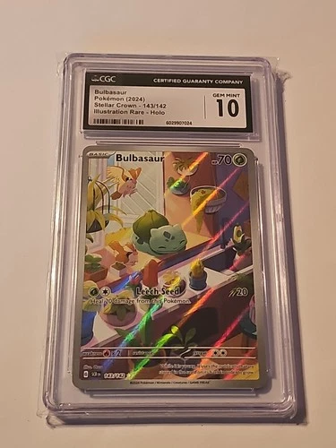 2024 Pokemon Stellar Crown Bulbasaur Illustration Rare Holo CGC 10