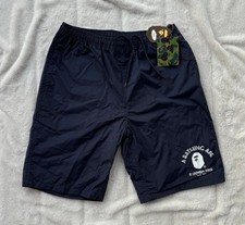 Bape Navy College Logo Nylon Beach Shorts - XL - Brand New - Authentic