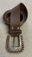 LEATHER ROCK Belt Brown Genuine Leather Made in USA Size 36