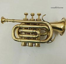 Golden Finished Pocket Trumpet Bugle Flugel Horn Brass Decorative Mouthpiece