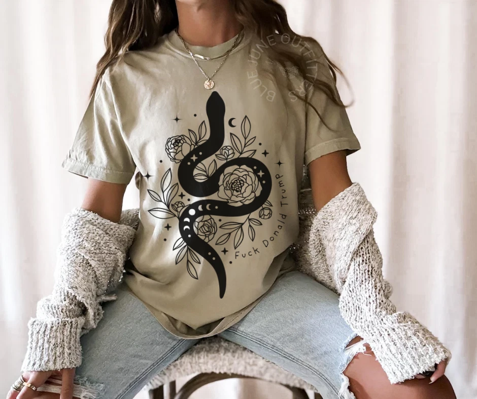 Subtle Witchy F***k Donald Trump Tee | Celestial Snake Anti Trump Tee | Feminist