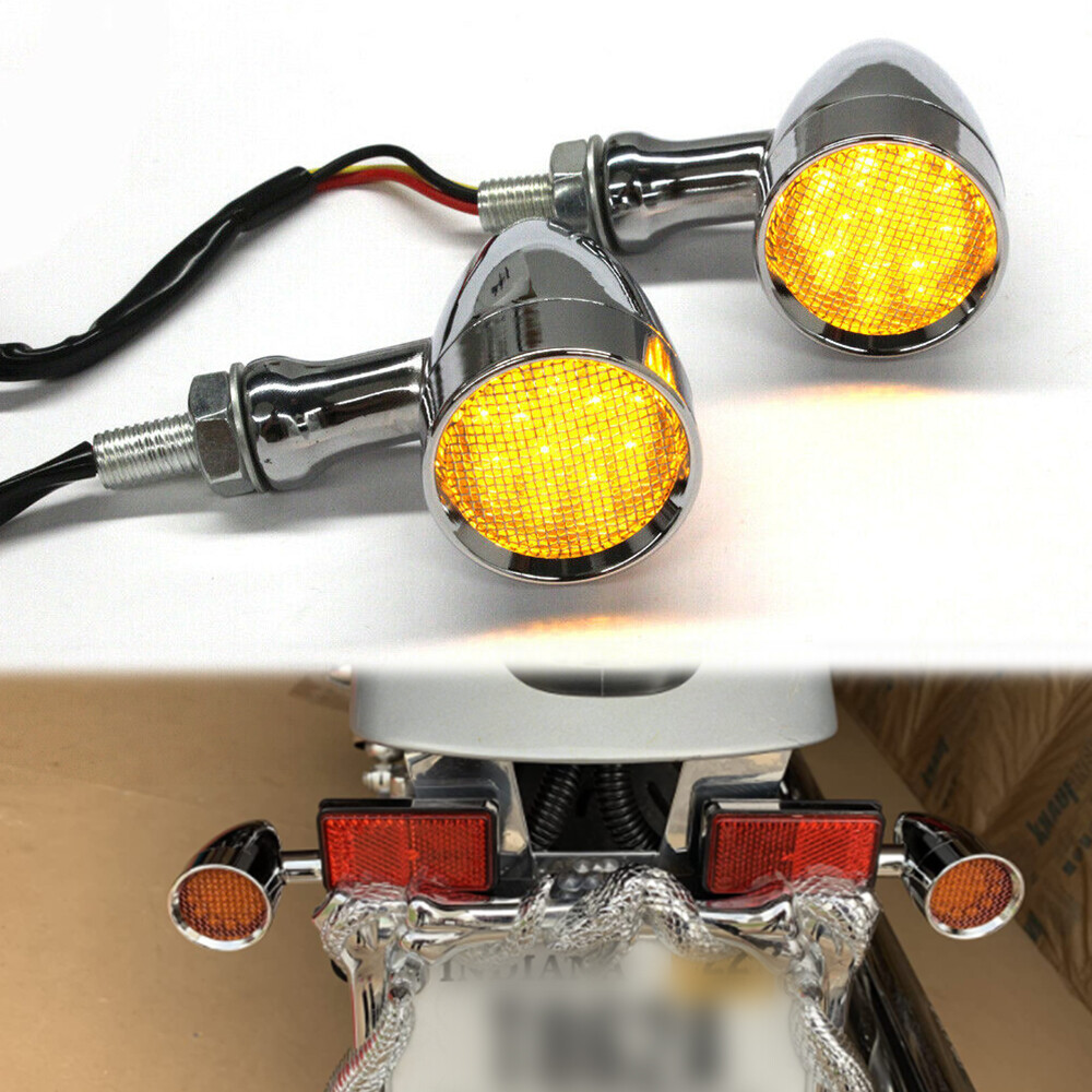 KEEPDSGN Chrome LED Mesh Bullet Turn Signal Lights For Honda Shadow Spirit VT 1100/750 & More 3 thumbnail image