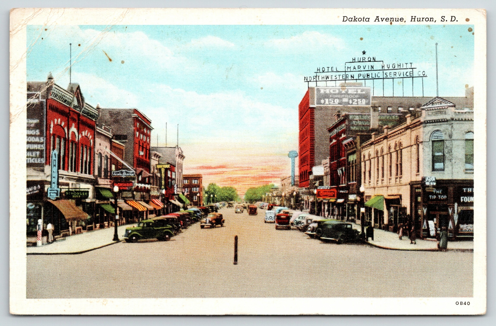 Huron South Dakota~Dakota Avenue~Fireproof Hotel $1.50~Tip Top Bar~1940 Linen