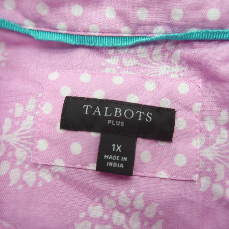 Camisa de pijama Talbots para mujer talla 1X rosa con cuello abotonado 100 % algodón pijamas Foto 4 de 4