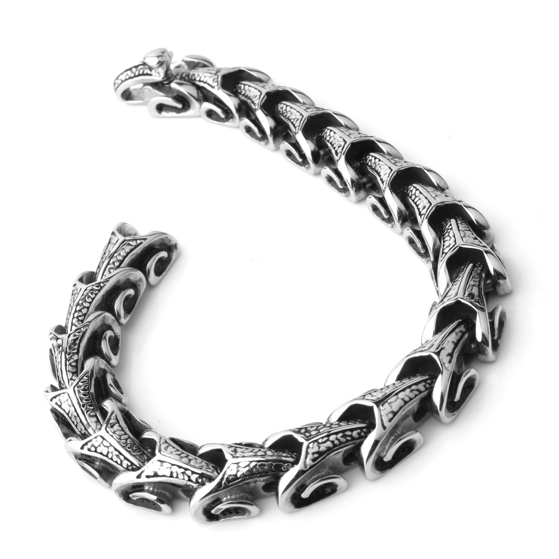 Fashion Heavy Stainless Steel Silver Snake Link Chain Mens Bracelet