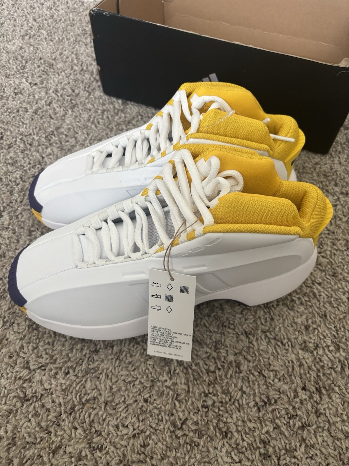 Adidas Crazy 1 'Lakers Home 2022' GY8947 Falta Tapa Nuevo Con Etiquetas Talla 9.5