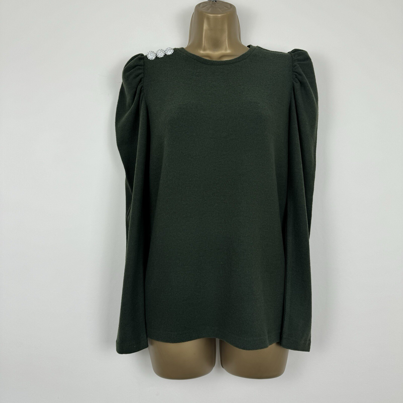 Dorothy Perkins Khaki Stretch Jersey Beaded Top Size 8 Women New Soft Touch