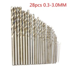 28pz Micro Punte Trapano Twist Mini Set HSS Misure Metriche 0,3-3,0mm per PCB Artigianato 