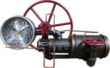 Industrial Unusual Pipe Clock with Faux Pressure Gauge and Money Box