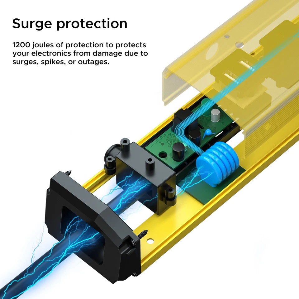 6 Outlet Heavy Duty Power Strip Surge Protector with Individual Switch+2USB port - Image 4 of 4