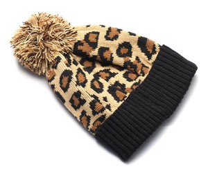 leopard print bobble hat
