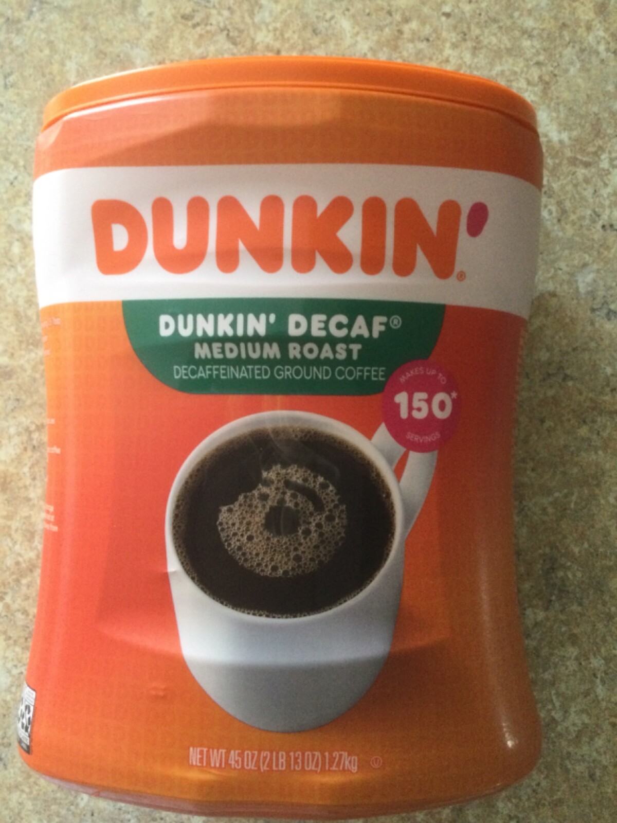 Dunkin' Donuts Decaffeinated Ground Coffee, Medium Roast 45 oz FREE