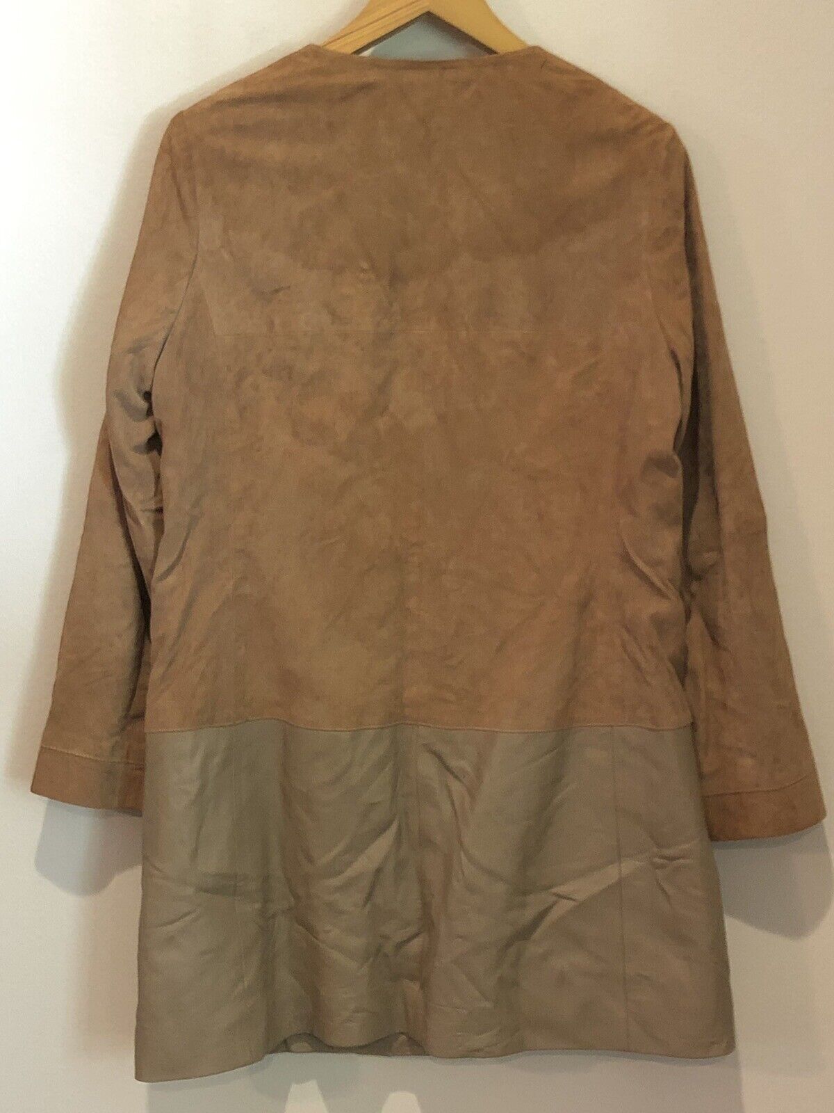 Chicos Suede Leather Jacket Women 8 Long Brown La… - image 2