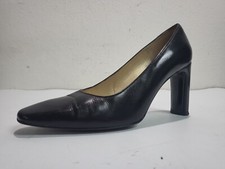 Charles Jourdan Paris  Black Leather Square Toe Pumps Heels  408 1 8  Size 7M