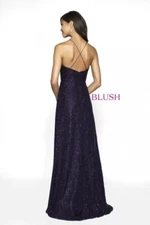 BLUSH 11777 Prom Dress by Alexia - Amethyst, Sequined Lace, Adjustable Straps