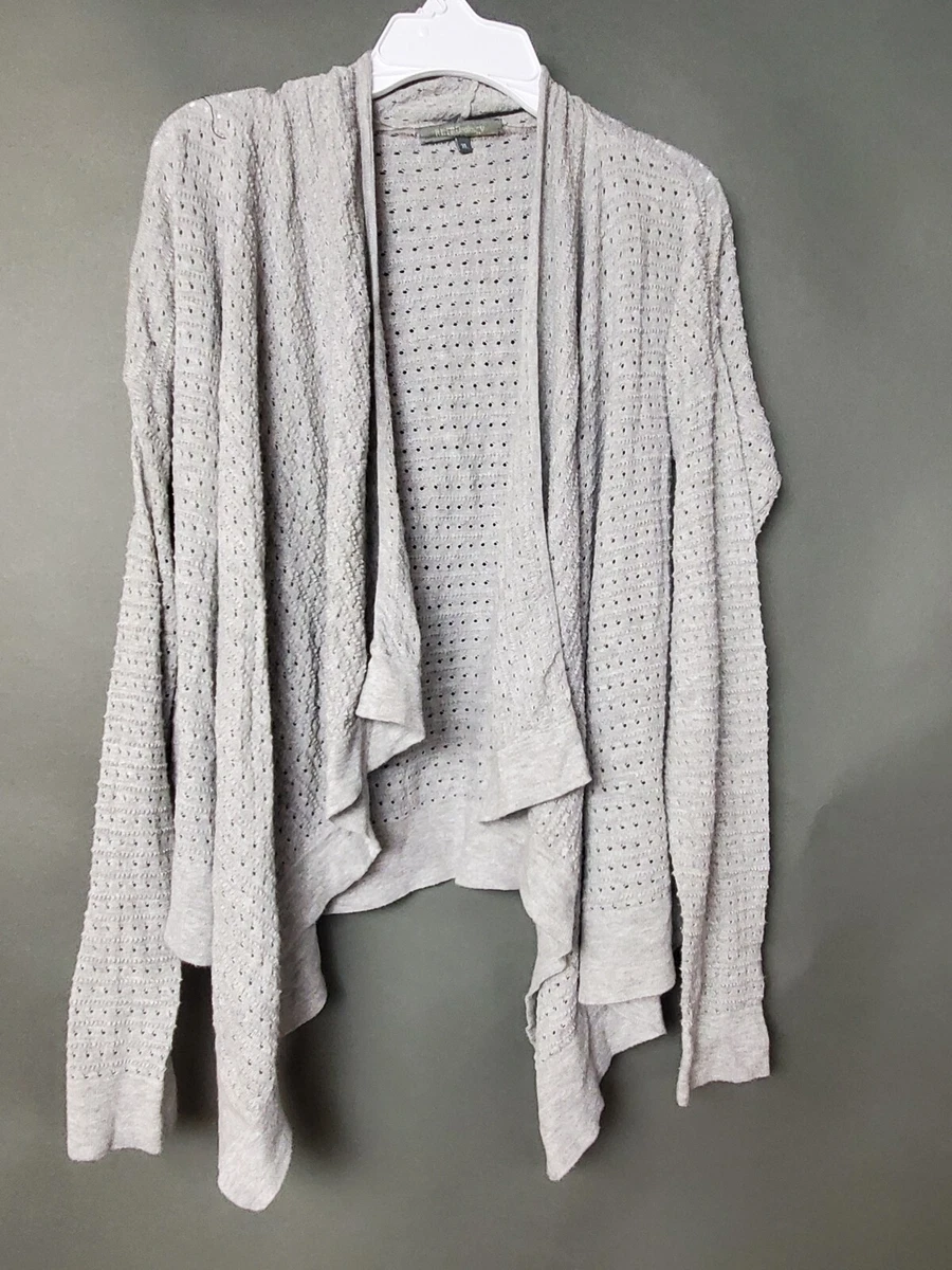 Retrology Women Cardigan Sweater Size XL Desert GrayFuzzy Open Stretch 1Q