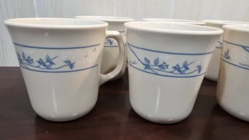 10 - Corelle Corning FIRST OF SPRING Coffee Mugs Cups D-Handle Vintage 1980s