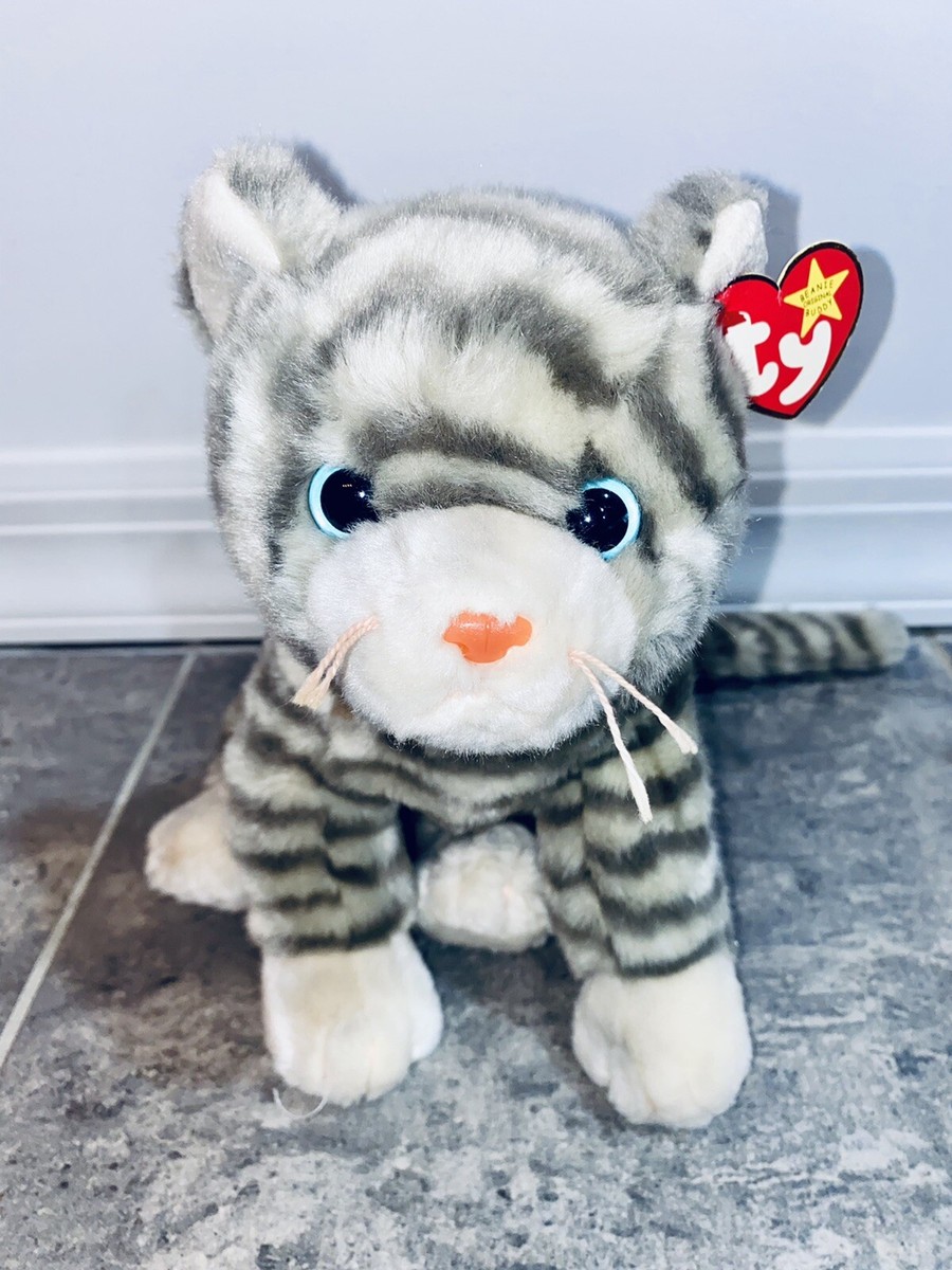 Ty Beanie Buddy Silver The Gray Striped Cat From Beanie Baby
