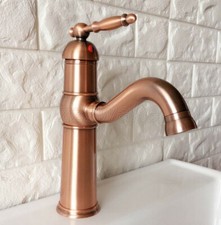 Antique Red Copper Single Handle Bathroom Basin Sink Swivel Faucet Mixer Taps