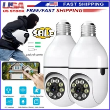 2X 360° 1080P E27 Light Bulb Camera 2.4GWiFi IR Night SmartHome Security Wireles