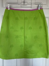 LILLY PULITZER Vintage Palm Trees Print White Label Mini Skirt Lime Green 8