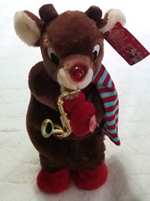 Dan Dee 13" Plush Christmas Rudolph The Red Nosed Reindeer Playing Sax VIDEO NWT