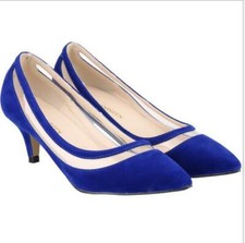 New UK Perpex Womens Low Kitten Heel Bridal Court Party Prom Shoes Size 678-2