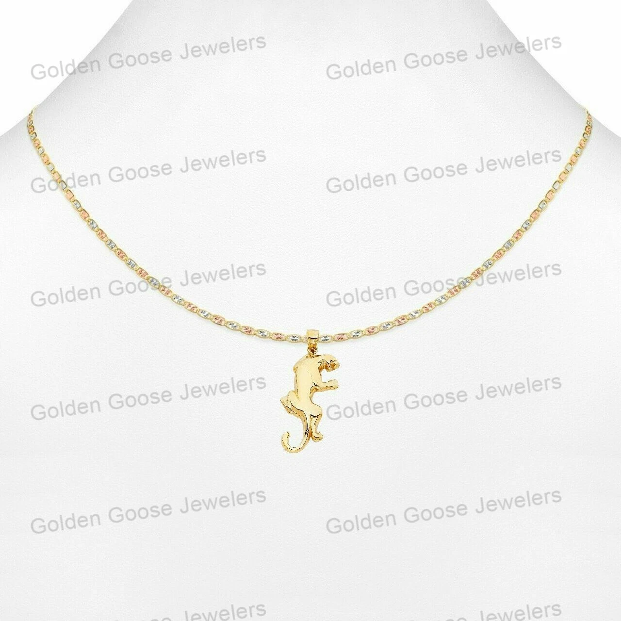 Ciondolo in vero oro giallo 14 kt unisex Puma animale catena Valentino