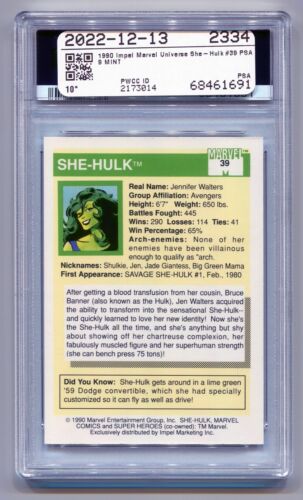 1990 Marvel Universe She-Hulk PSA 9 come nuovo #39 supereroi - Foto 2 di 2