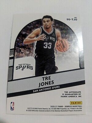 Tre Jones Spurs RC Rookie Auto Card 2020 Panini Donruss Tre Jones Spurs RC Rookie Auto Card 2020 Panini Donruss