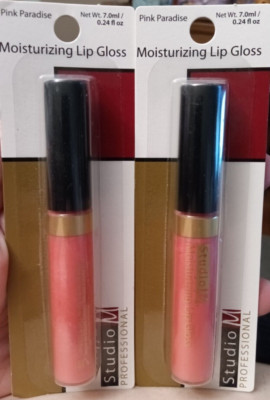 2 New STUDIO M PROFESSIONAL MOISTURIZING LIP GLOSS, High Shine, PINK PARADISE