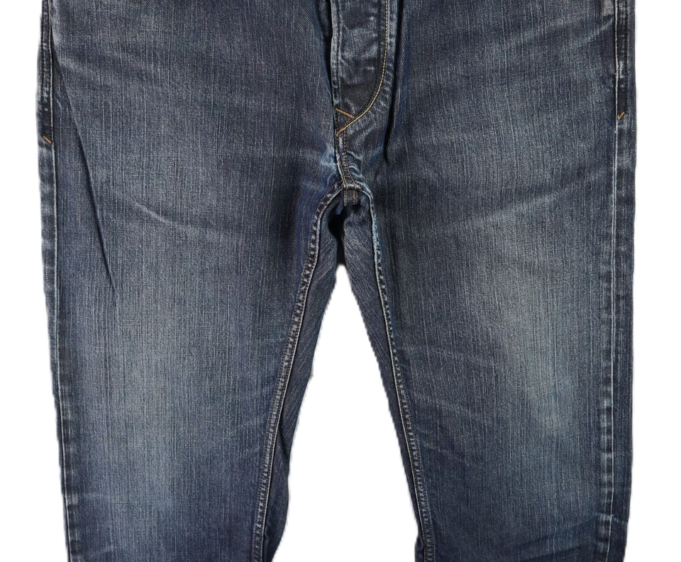 Pantalones de mezclilla Diesel para hombre 34 x 33 azul oscuro Viker pierna recta desgastados Foto 3 de 4