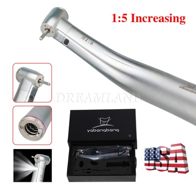 Dental LED 1:5 Contra Angle Fiber Optic Handpiece For NSK Electric Motor