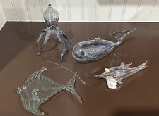 4 Glass Sea Life Animal Ornaments Whale Fish Octopus Dolphin Italy Taiwan