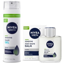 Sensitive Shaving Gel and Soothing Post Shave Balm for Men, 2-Item Variety Pack