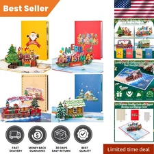Delightful 4 Pack Pop-Up Christmas Cards -  Cardstock Holiday Wishes