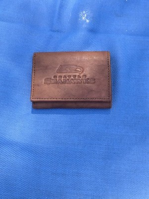 Seattle Seahawks Tan Leather Tri Fold Wallet Embossed Logo