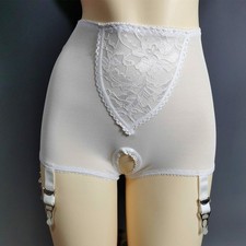 Lingerie Women's Panty Lace Mesh Crotchless 6 Straps High-waist Garter Suspender