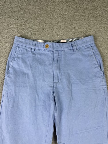 Pantalones chinos Brooks Brothers para hombre 30x28 azul Baird McNutt mezcla de algodón y lino