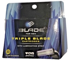 CVS Blade Men Triple Razor Blade Cartridge with Lubricating Strip 8 Piece Refill 2.50 per gallon