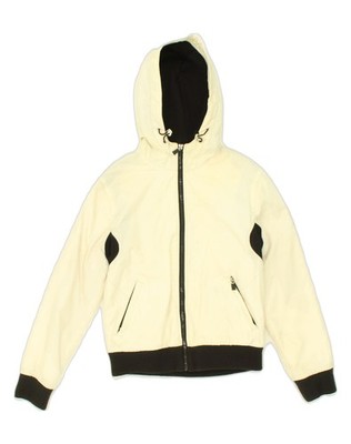 Brugi Damen Bomberjacke mit Kapuze UK 12 Medium weiß Colourblock Nylon AE92