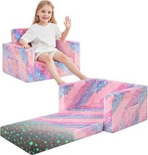 Toddler Couch, 2-in-1 Soft Kids Couch Bed Fold Out, Toddler Chairs Comfy for ...