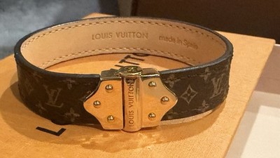 Louis Vuitton Brown Leather Nano Monogram Bracelet Size 19 | eBay
