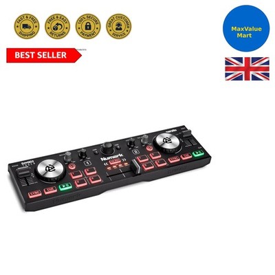 Ultra-Portabler 2-Kanal DJ-Controller mit hintergrundbeleuchteten Reglern und Audio-Interface