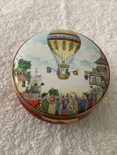 Halcyon Days Bilston Battersea Enamel Trinket Box Hot Air Balloon Mermaid Tavern