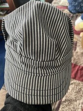 Train Conductor Hat Cap Engineer Railroad Blue White Stripe Kids