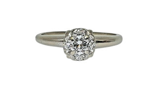 14K WG Approx. 0.35Ct Halo Style Diamond Engagement Ring Size 8.25 1.7dwt