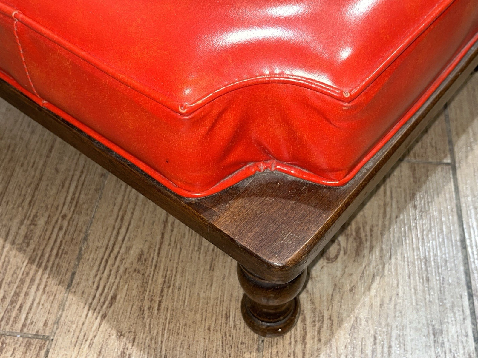 Vintage MCM Ethan Allen (?) Stacking Foot Stool BRIGHT RED Ottoman ~ VERY NICE!