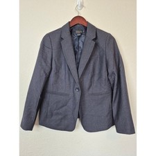 Pendleton Women's Grey 100 Wool One-Button Blazer Suit Jacket Size 6