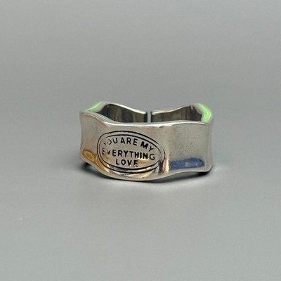 925 Sterling Silver Adjustable Ring   Size 8 Open Band, Minimalist Design